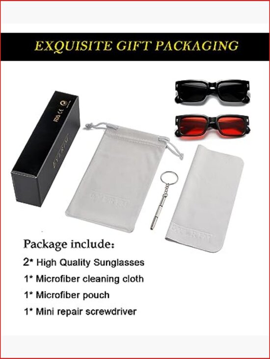 Square Frame Sunglasses Unisex Chunky Rectangle UV400 Protection